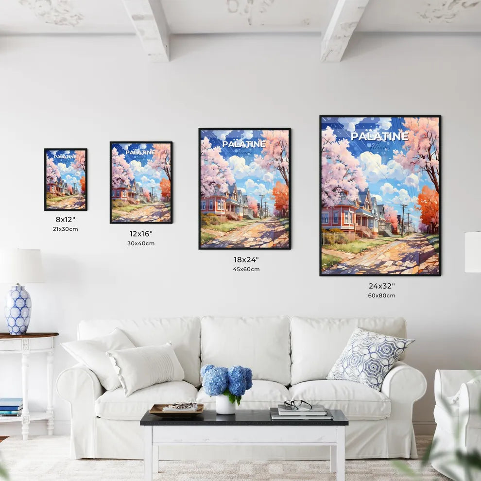 Palatine, Illinois, A Poster of a street with houses and trees Default Title