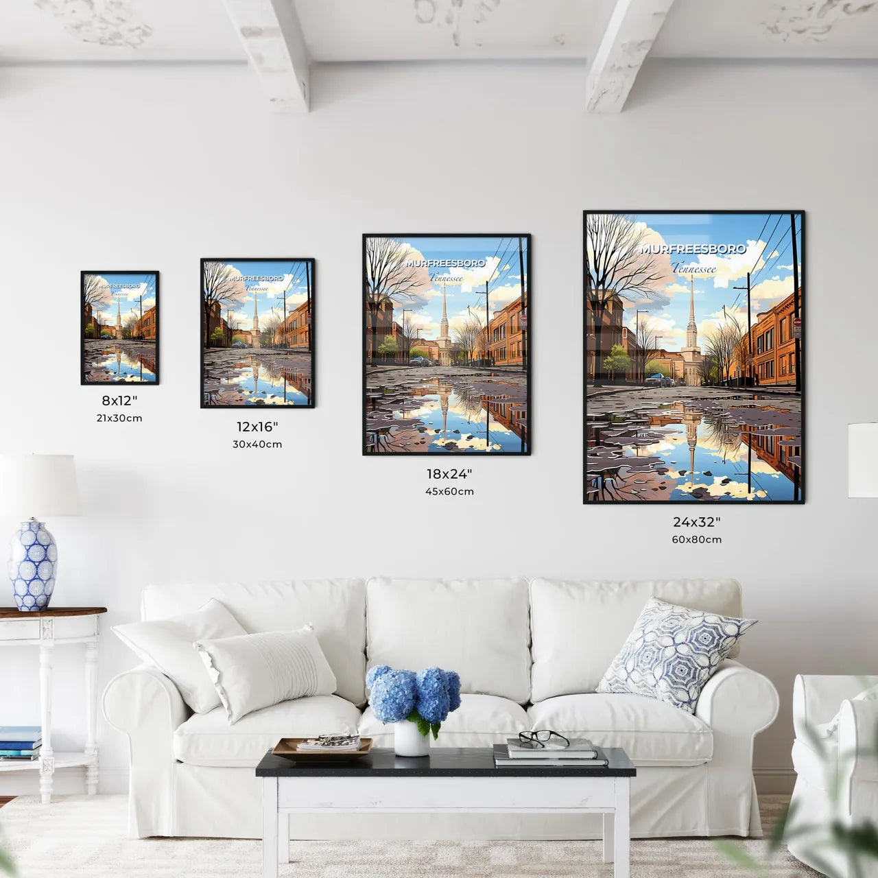 Murfreesboro, Tennessee, A Poster of a reflection of a building in a puddle on a street Default Title