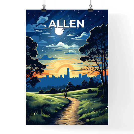 Allen, Texas, A Poster of a painting of a landscape with a person walking on a path Default Title