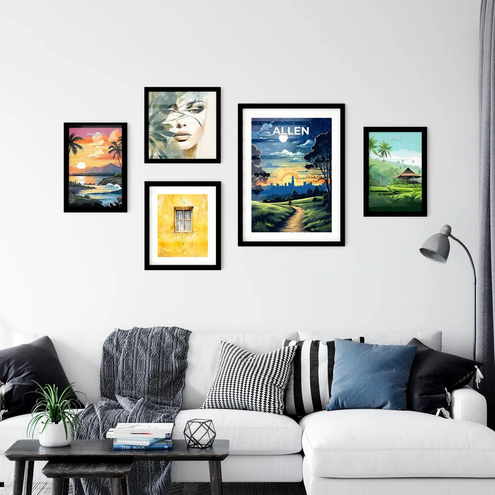 Allen, Texas, A Poster of a painting of a landscape with a person walking on a path Default Title