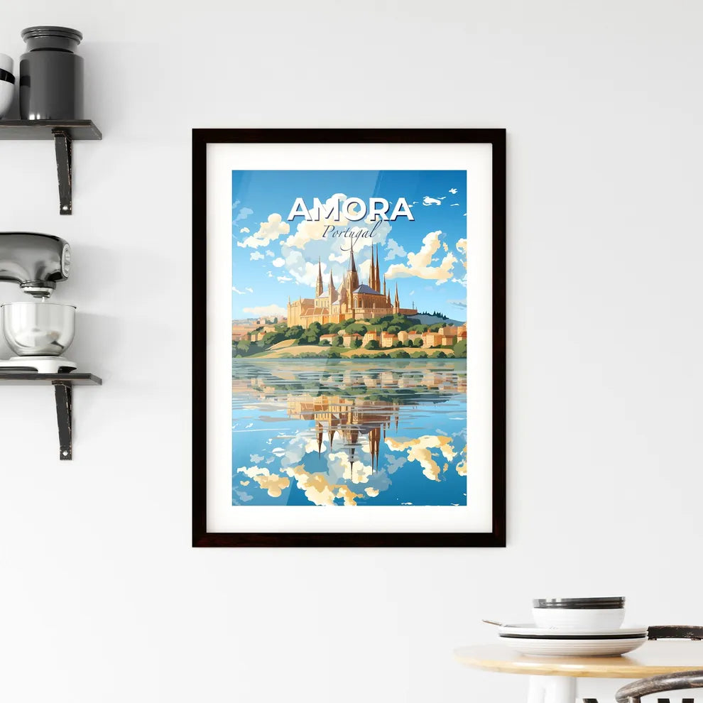 Amora, Portugal, A Poster of a castle on a hill with a city and water reflection Default Title