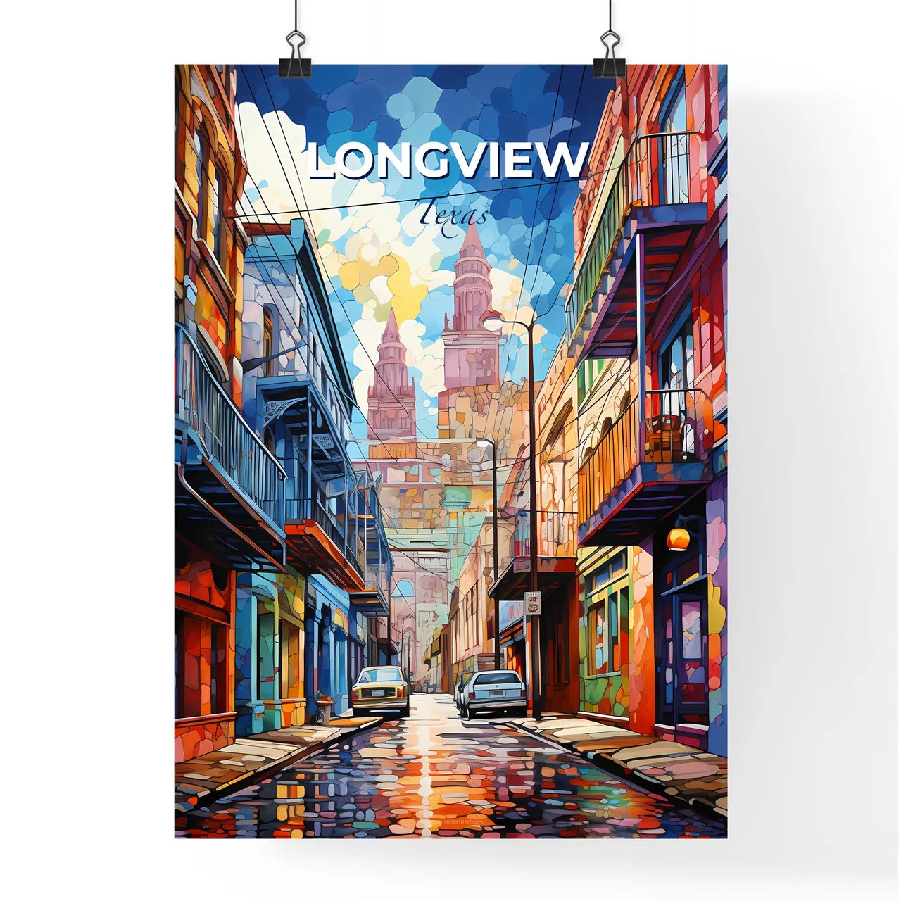 Longview, Texas, A Poster of a street with cars and buildings Default Title