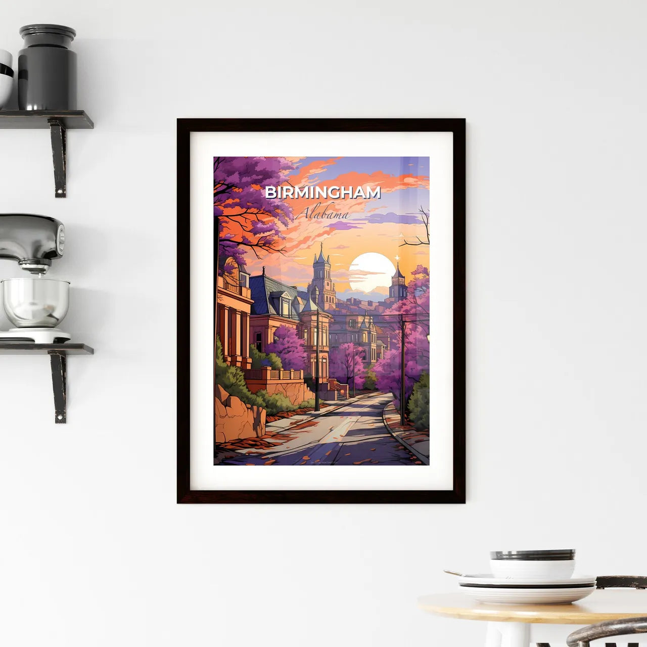 Birmingham, Alabama, A Poster of a street with trees and buildings in the background Default Title