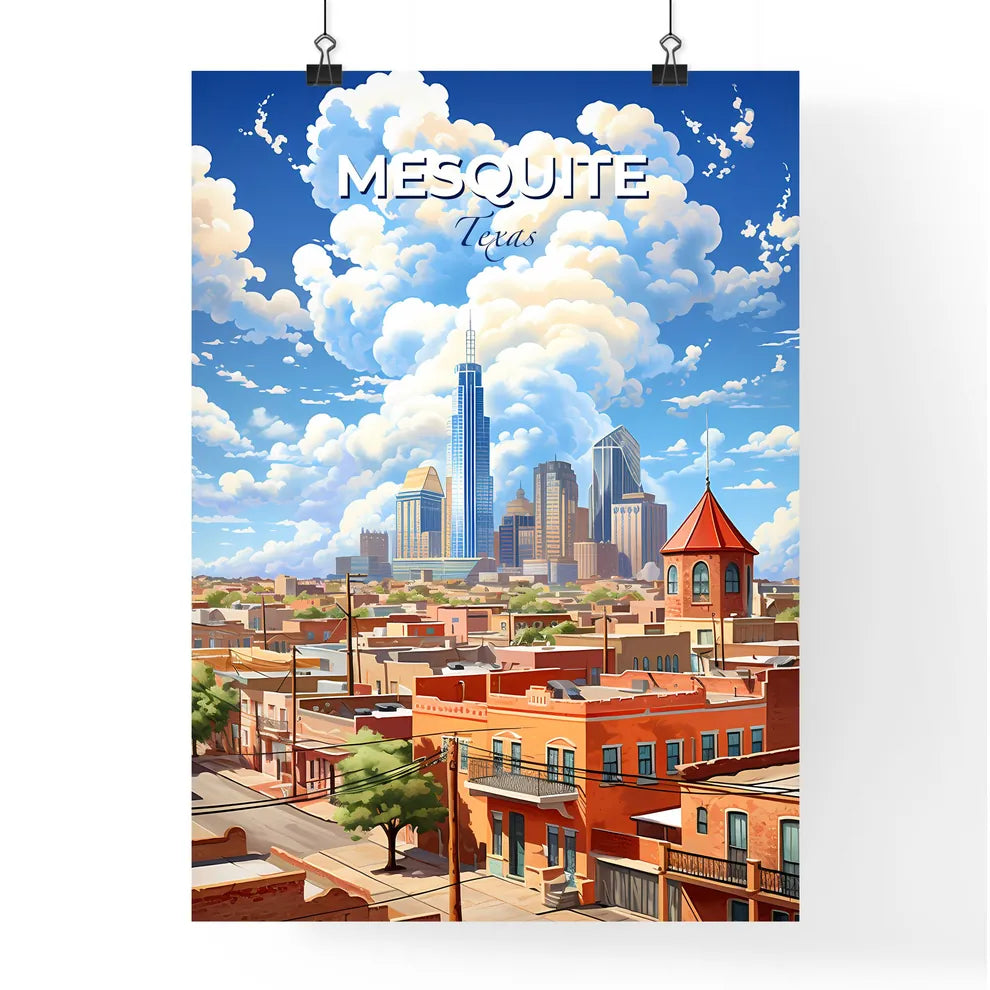 Mesquite, Texas, A Poster of a city with a tall building in the background Default Title