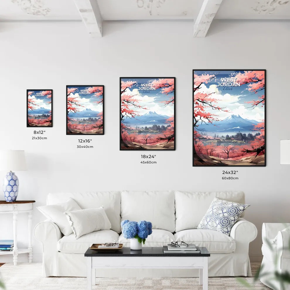 West Jordan, Utah, A Poster of a landscape with pink trees and mountains Default Title