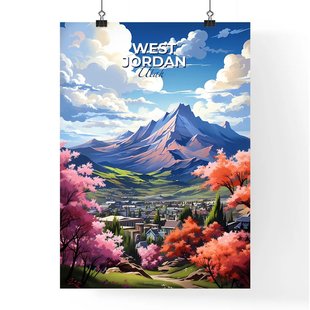 West Jordan, Utah, A Poster of a mountain with trees and a city Default Title