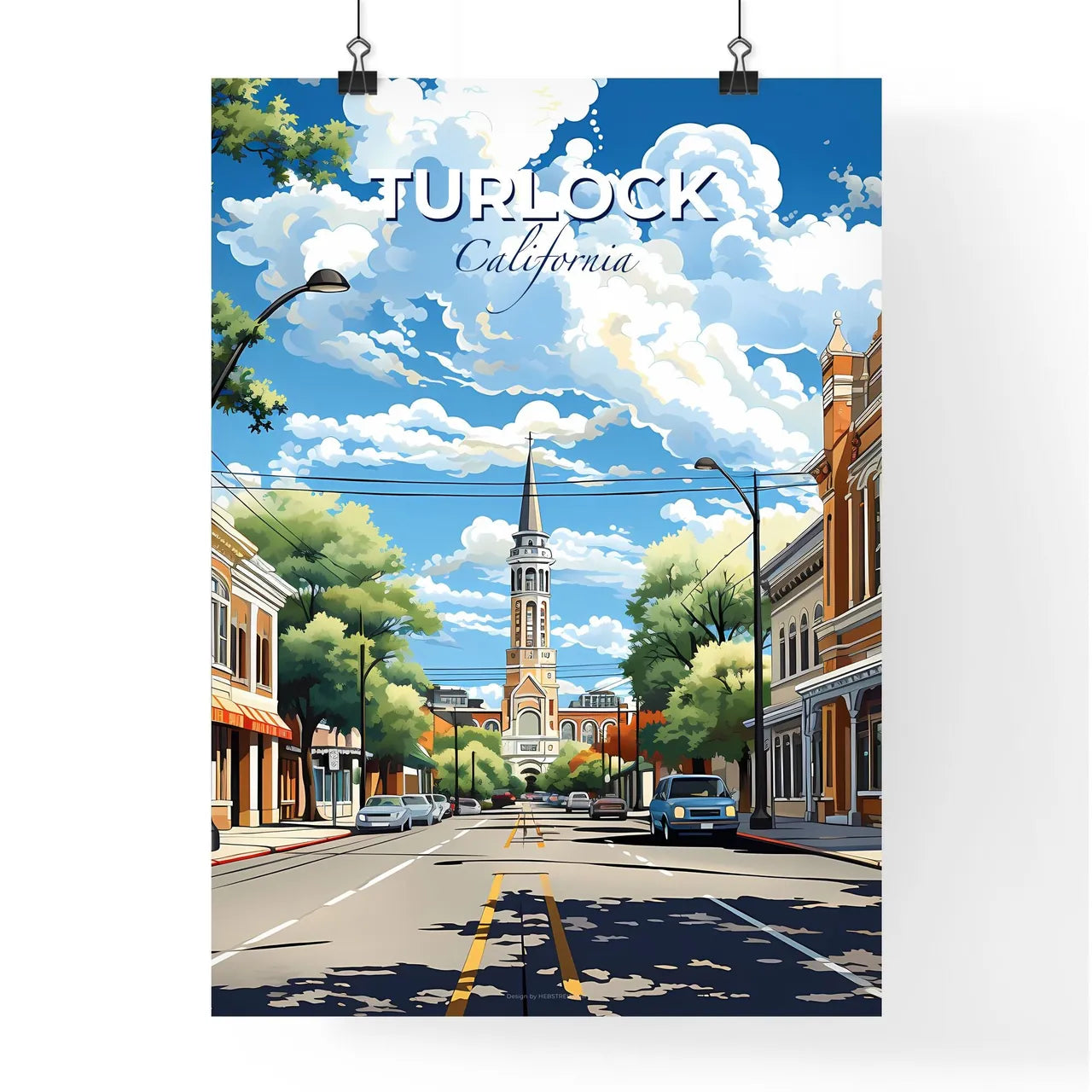 Turlock, California, A Poster of a street with cars and buildings Default Title