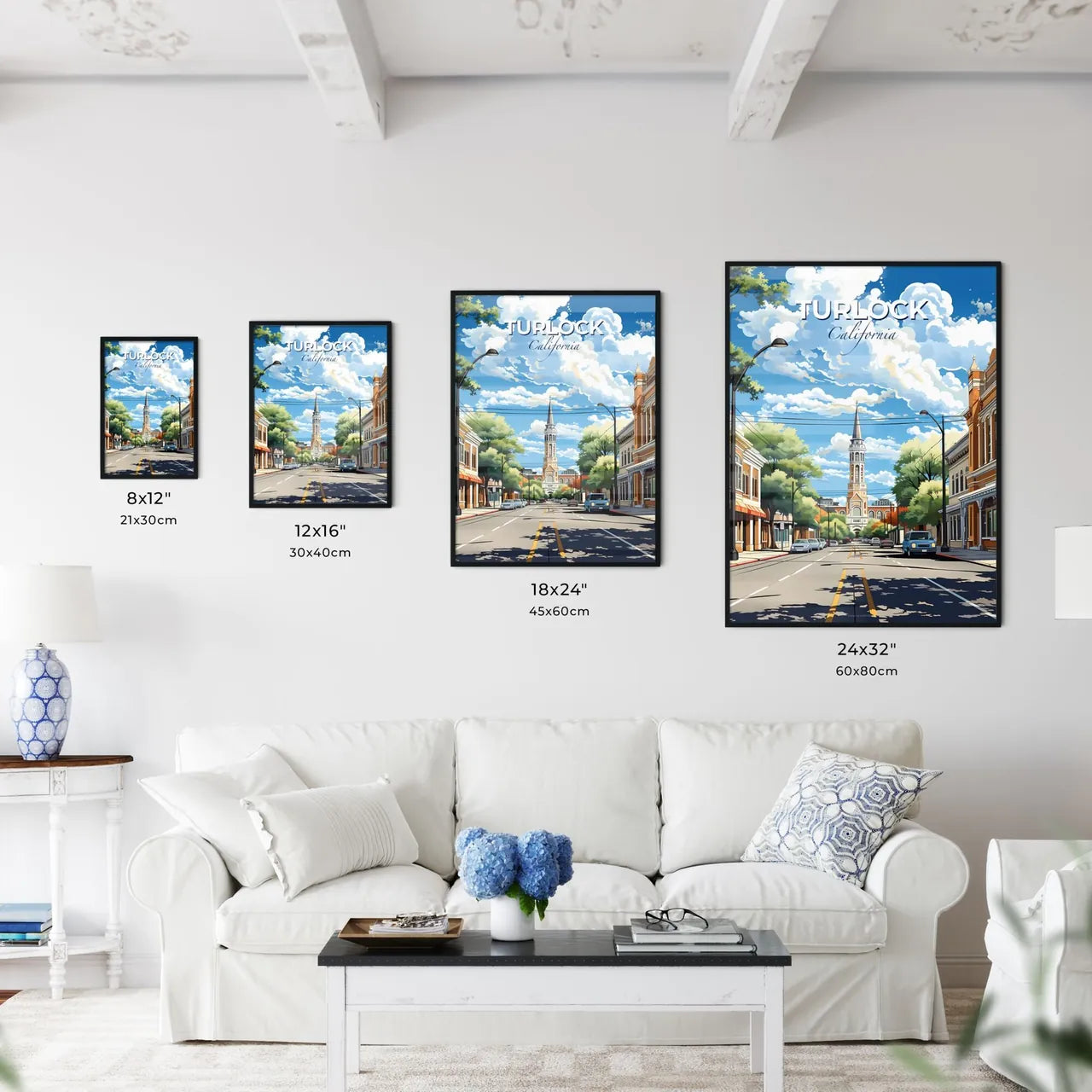 Turlock, California, A Poster of a street with cars and buildings Default Title