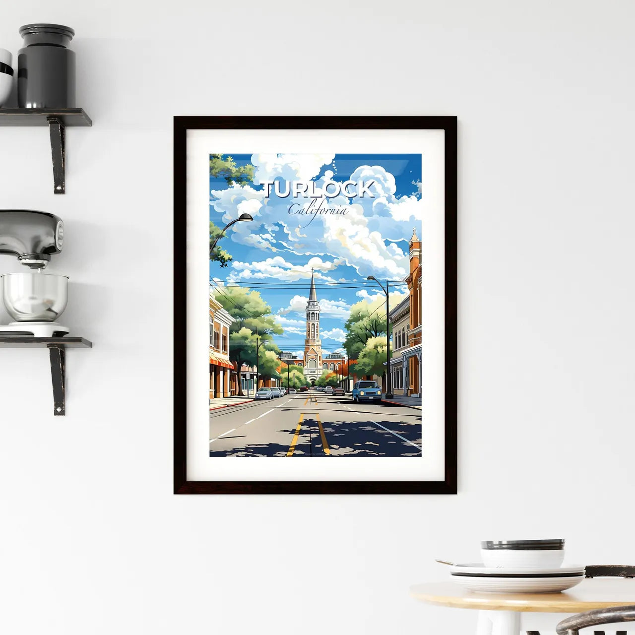 Turlock, California, A Poster of a street with cars and buildings Default Title