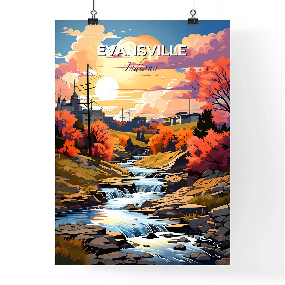Evansville, Indiana, A Poster of a river running through a valley with trees and buildings Default Title