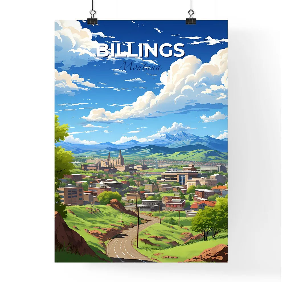 Billings, Montana, A Poster of a landscape of a city with trees and mountains Default Title