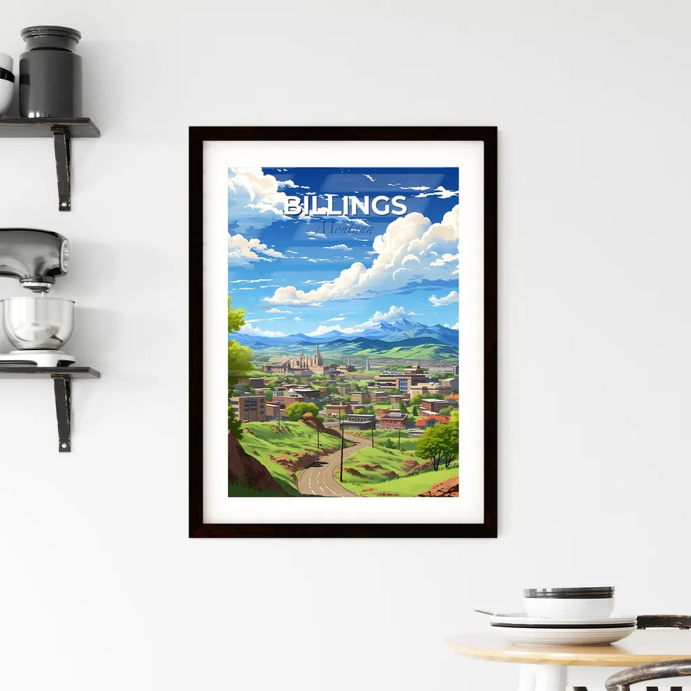Billings, Montana, A Poster of a landscape of a city with trees and mountains Default Title