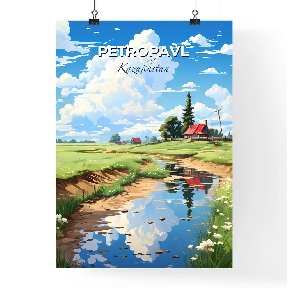 Petropavl, Kazakhstan, A Poster of a stream of water with a house and trees in the background Default Title