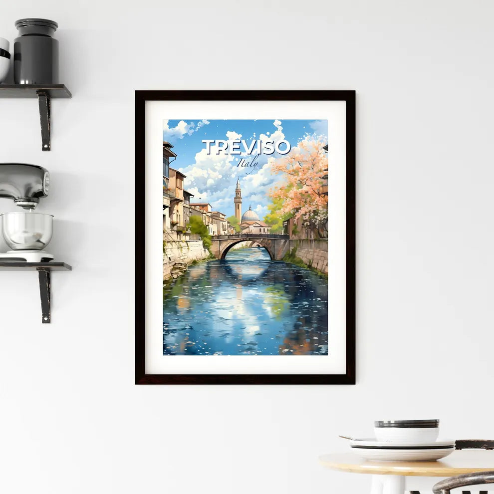 Treviso, Italy, A Poster of a river with a bridge and a building in the background Default Title