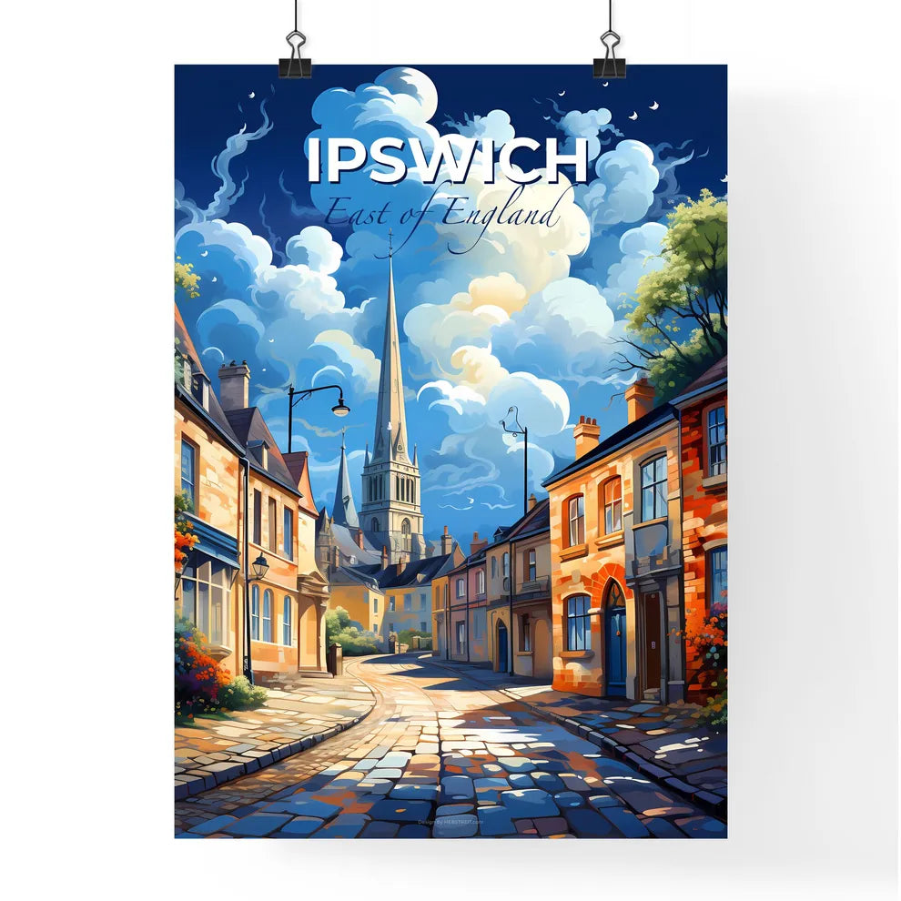 Ipswich, East of England, A Poster of a street with buildings and a church in the background Default Title