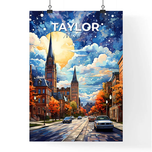 Taylor, Michigan, A Poster of a street with cars and trees in front of a large moon Default Title