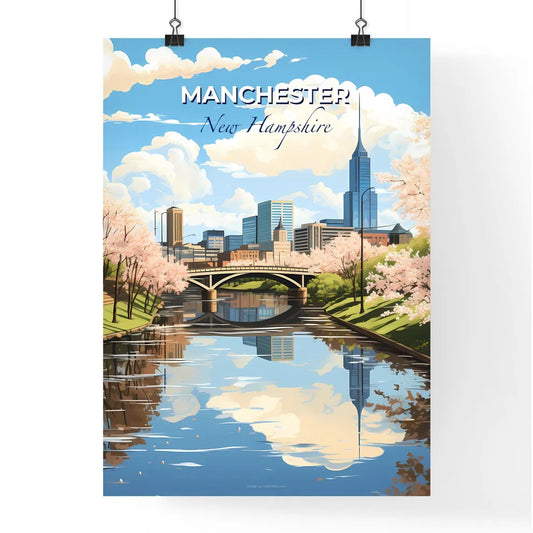 Manchester, New Hampshire, A Poster of a river with a bridge and trees in the background Default Title