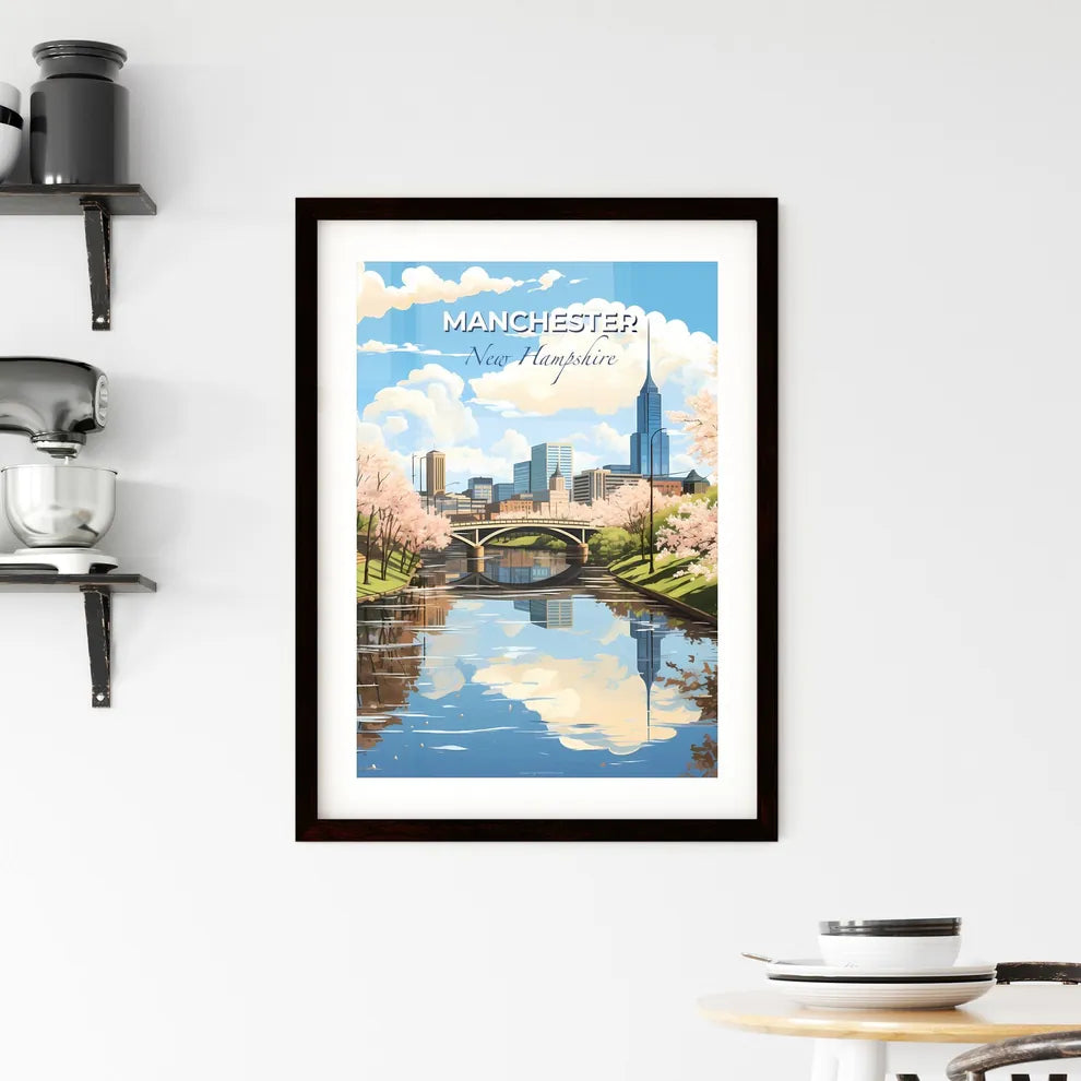 Manchester, New Hampshire, A Poster of a river with a bridge and trees in the background Default Title