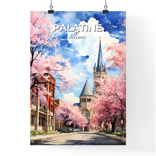 Palatine, Illinois, A Poster of a street with trees and a church Default Title