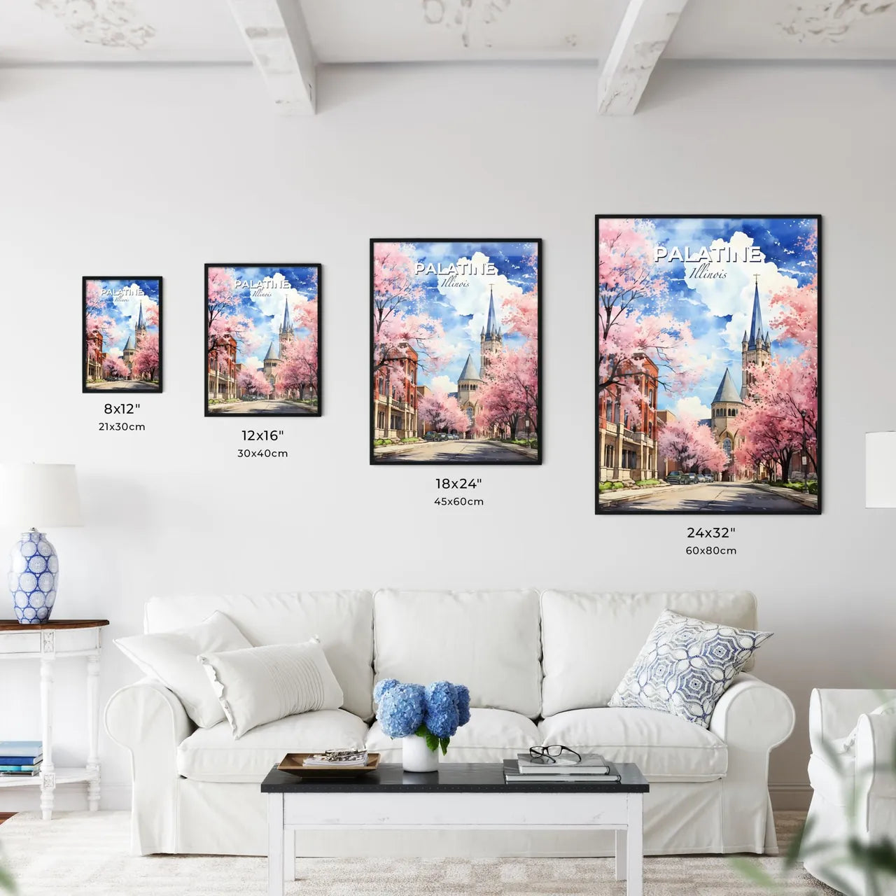 Palatine, Illinois, A Poster of a street with trees and a church Default Title