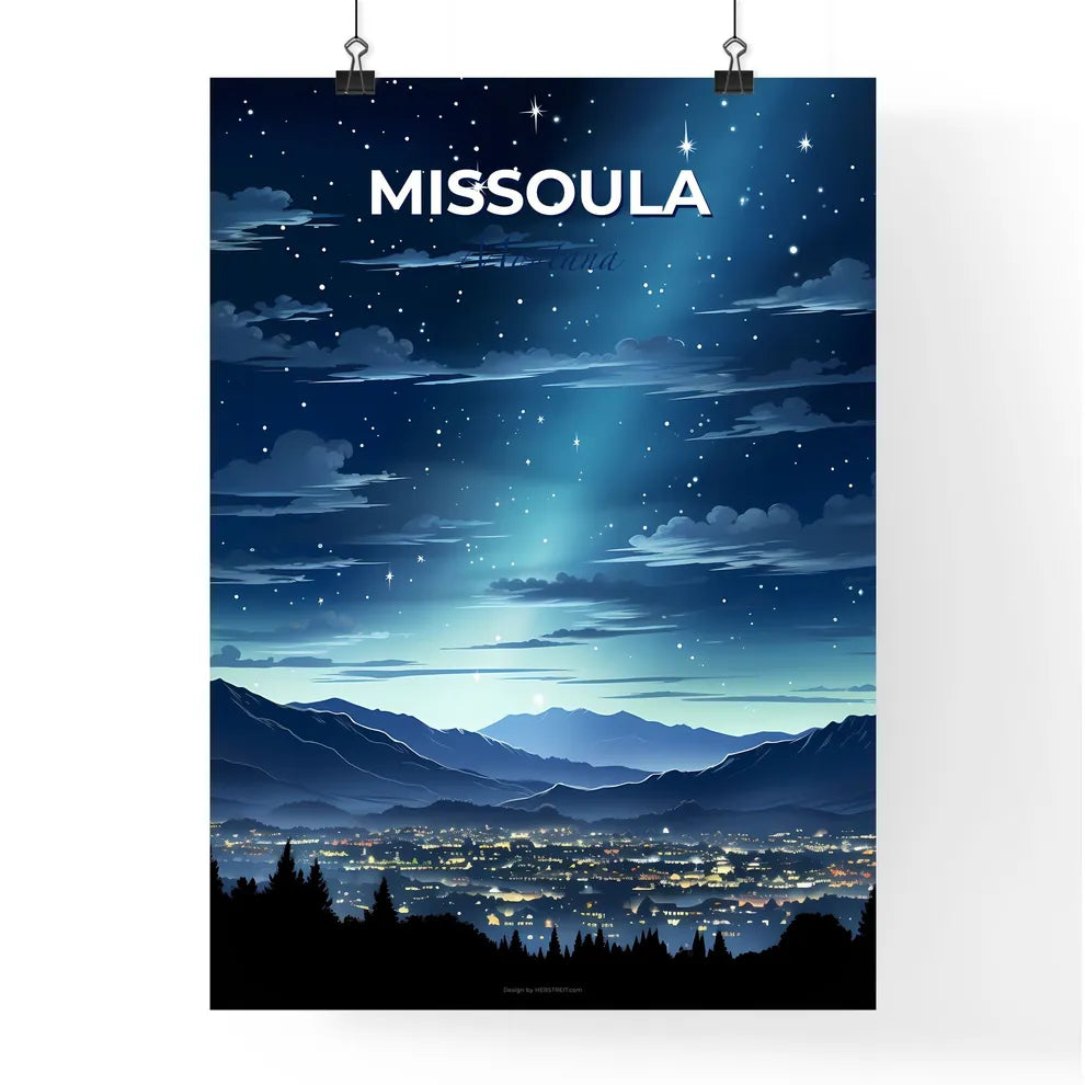 Missoula, Montana, A Poster of a city in the mountains at night Default Title