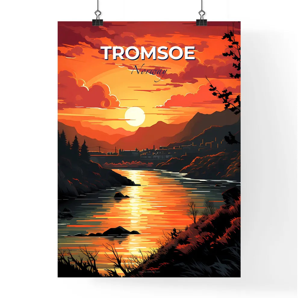 Tromsoe, Norway, A Poster of a sunset over a river Default Title