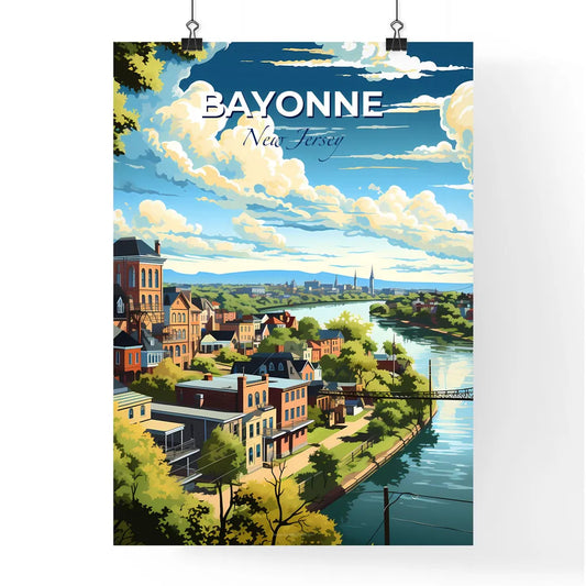 Bayonne, New Jersey, A Poster of a river with a bridge over a city Default Title