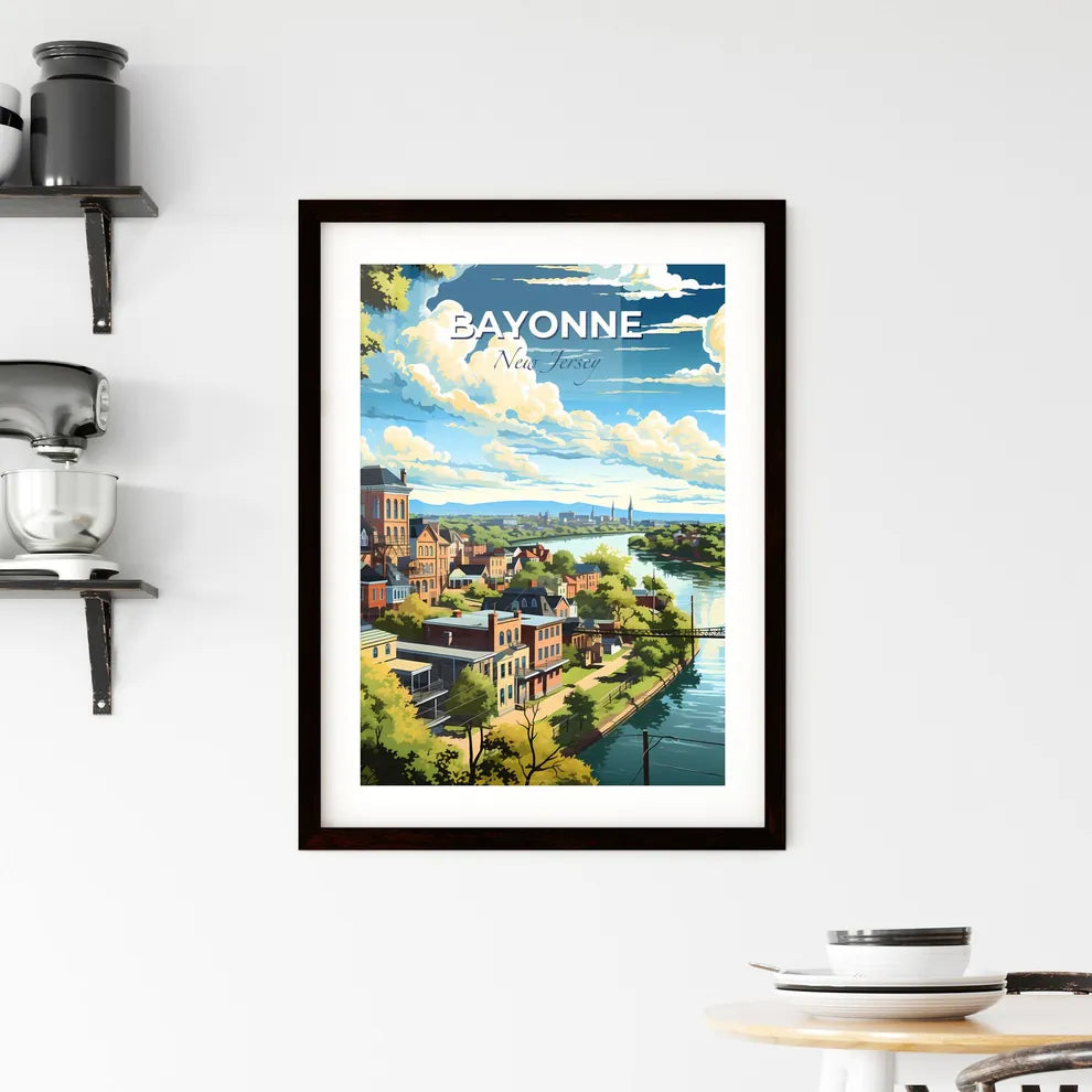 Bayonne, New Jersey, A Poster of a river with a bridge over a city Default Title