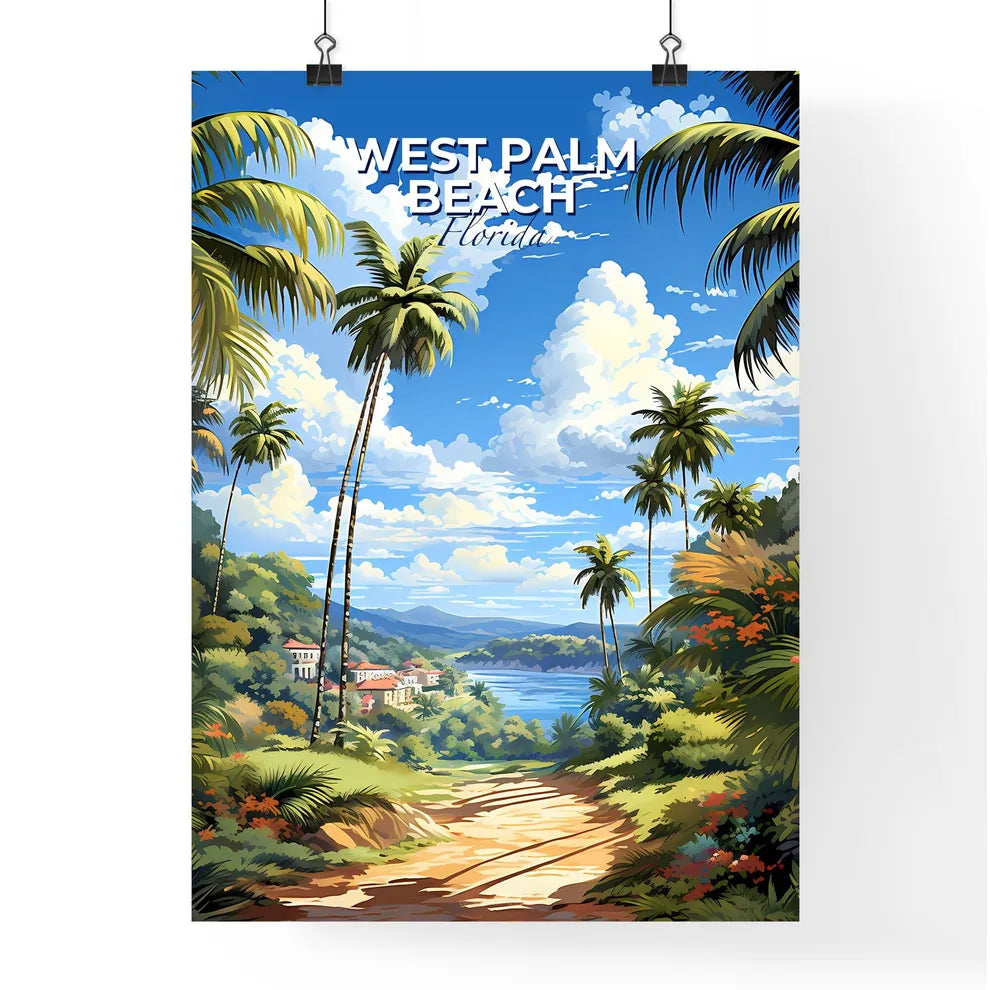 West Palm Beach, Florida, A Poster of a landscape of a tropical forest with palm trees and a body of water Default Title