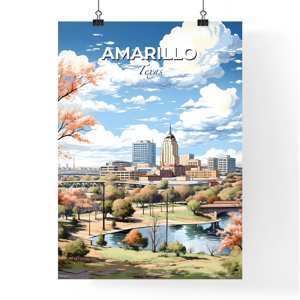 Amarillo, Texas, A Poster of a city landscape with trees and a bridge Default Title