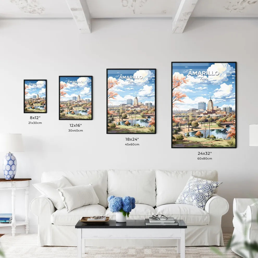 Amarillo, Texas, A Poster of a city landscape with trees and a bridge Default Title