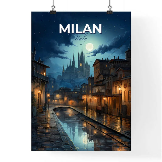 Milan, Italy, A Poster of a city street with a castle in the background Default Title