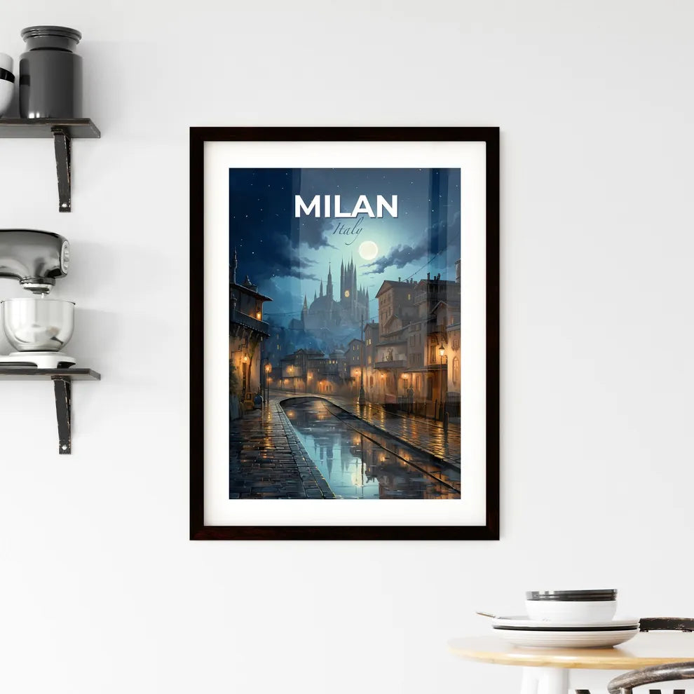 Milan, Italy, A Poster of a city street with a castle in the background Default Title