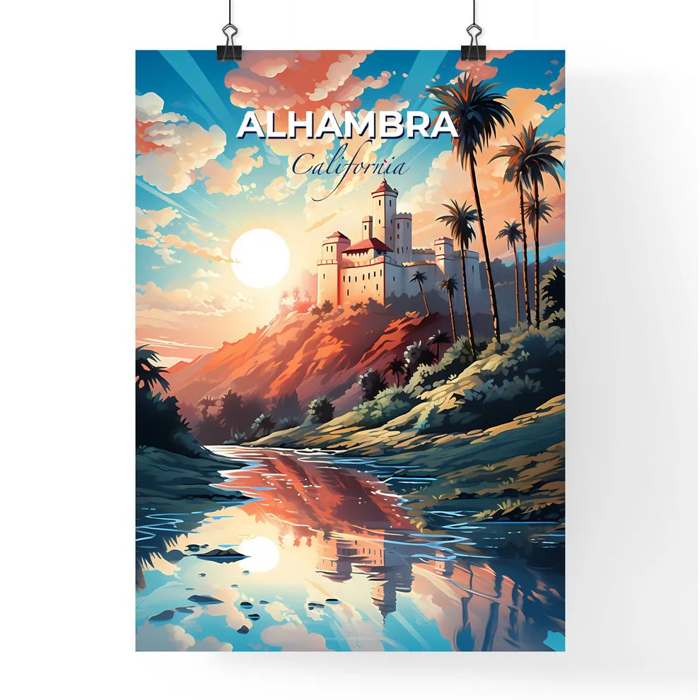 Alhambra, California, A Poster of a river with a castle on top of it Default Title