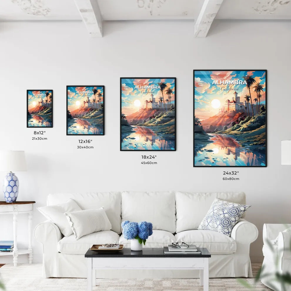 Alhambra, California, A Poster of a river with a castle on top of it Default Title