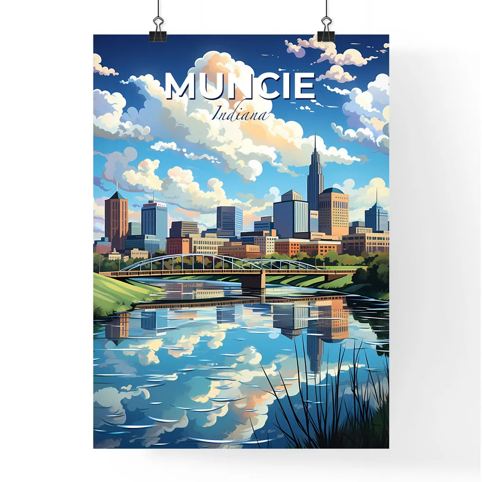 Muncie, Indiana, A Poster of a bridge over a river with a city in the background Default Title