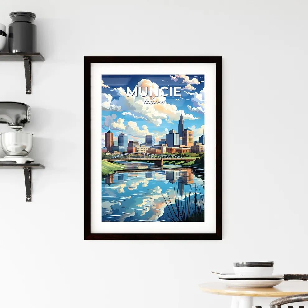 Muncie, Indiana, A Poster of a bridge over a river with a city in the background Default Title