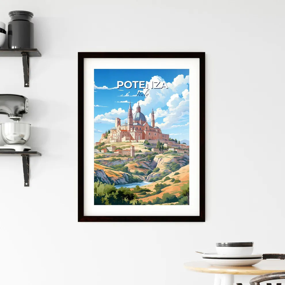 Potenza, Italy, A Poster of a painting of a castle on a hill Default Title