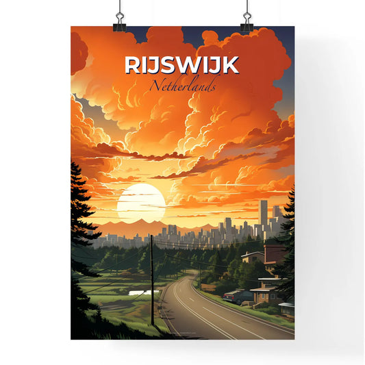 Rijswijk, Netherlands, A Poster of a road with trees and buildings in the background Default Title
