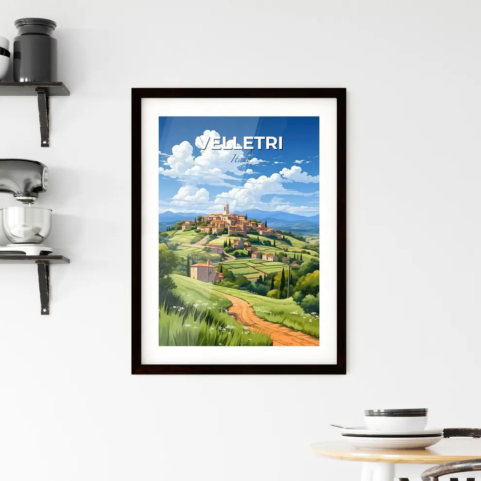 Velletri, Italy, A Poster of a landscape with a village on a hill Default Title