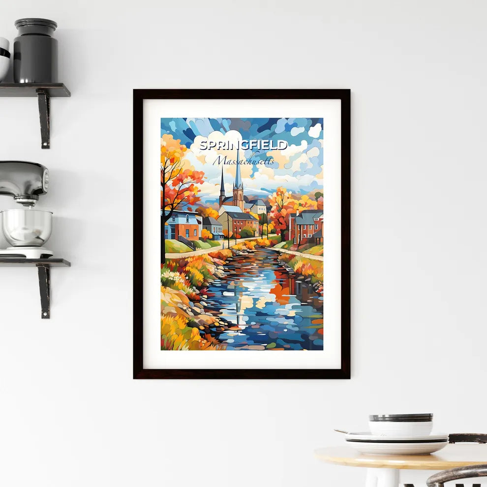 Springfield, Massachusetts, A Poster of a water stream with houses and trees Default Title