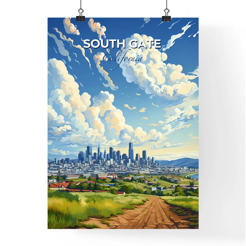 South Gate, California, A Poster of a landscape of a city with a road and clouds in the sky Default Title