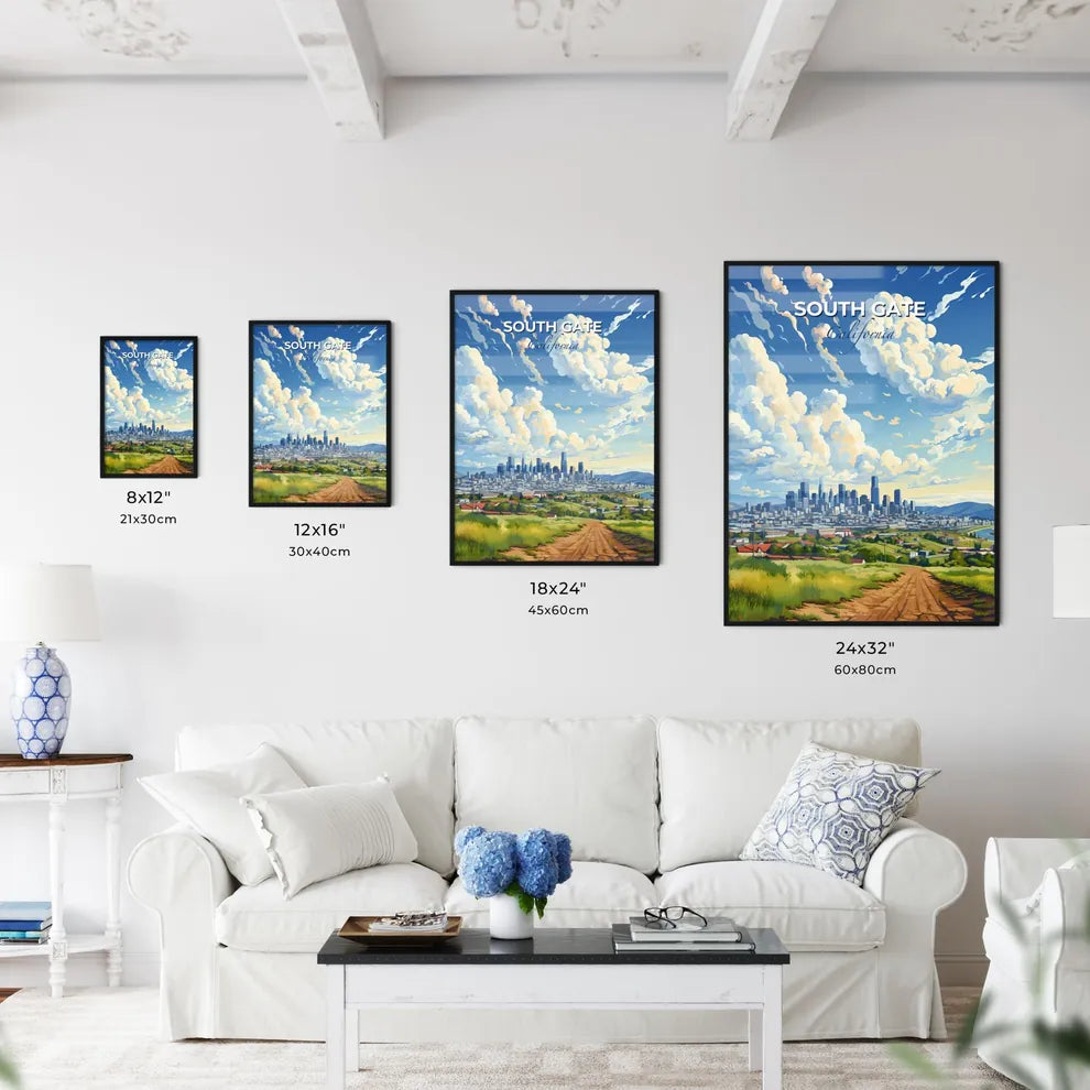 South Gate, California, A Poster of a landscape of a city with a road and clouds in the sky Default Title