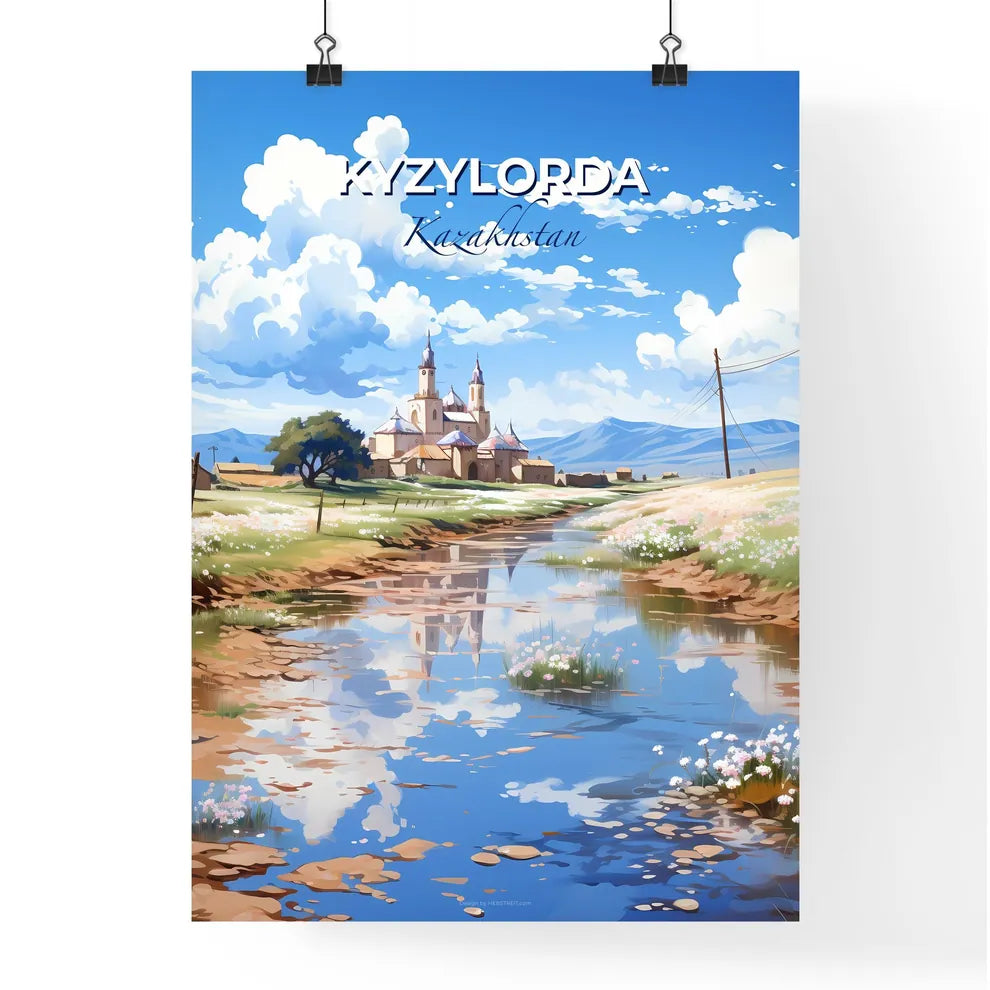 Kyzylorda, Kazakhstan, A Poster of a river running through a village Default Title