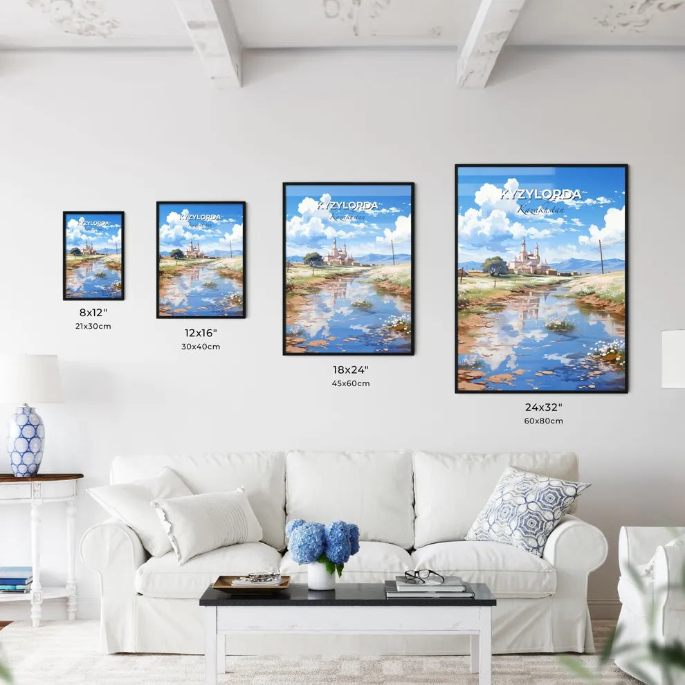 Kyzylorda, Kazakhstan, A Poster of a river running through a village Default Title