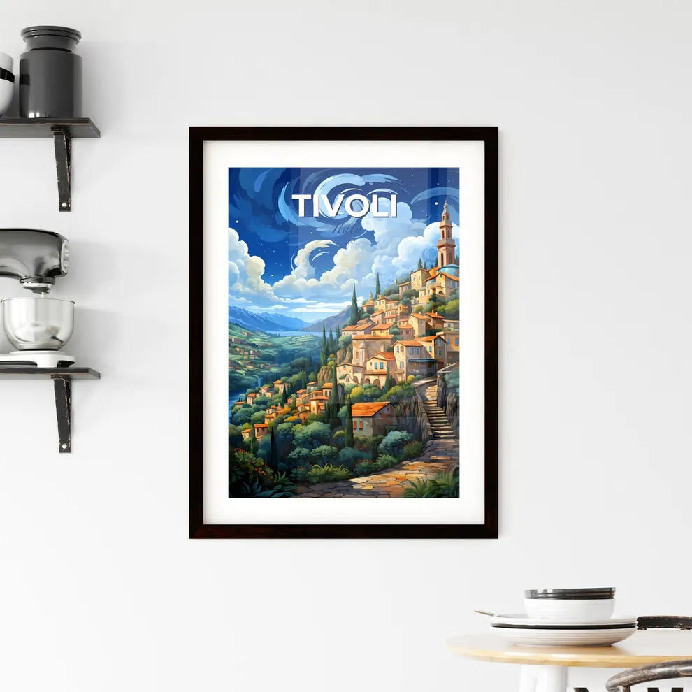Tivoli, Italy, A Poster of a painting of a town on a hill Default Title