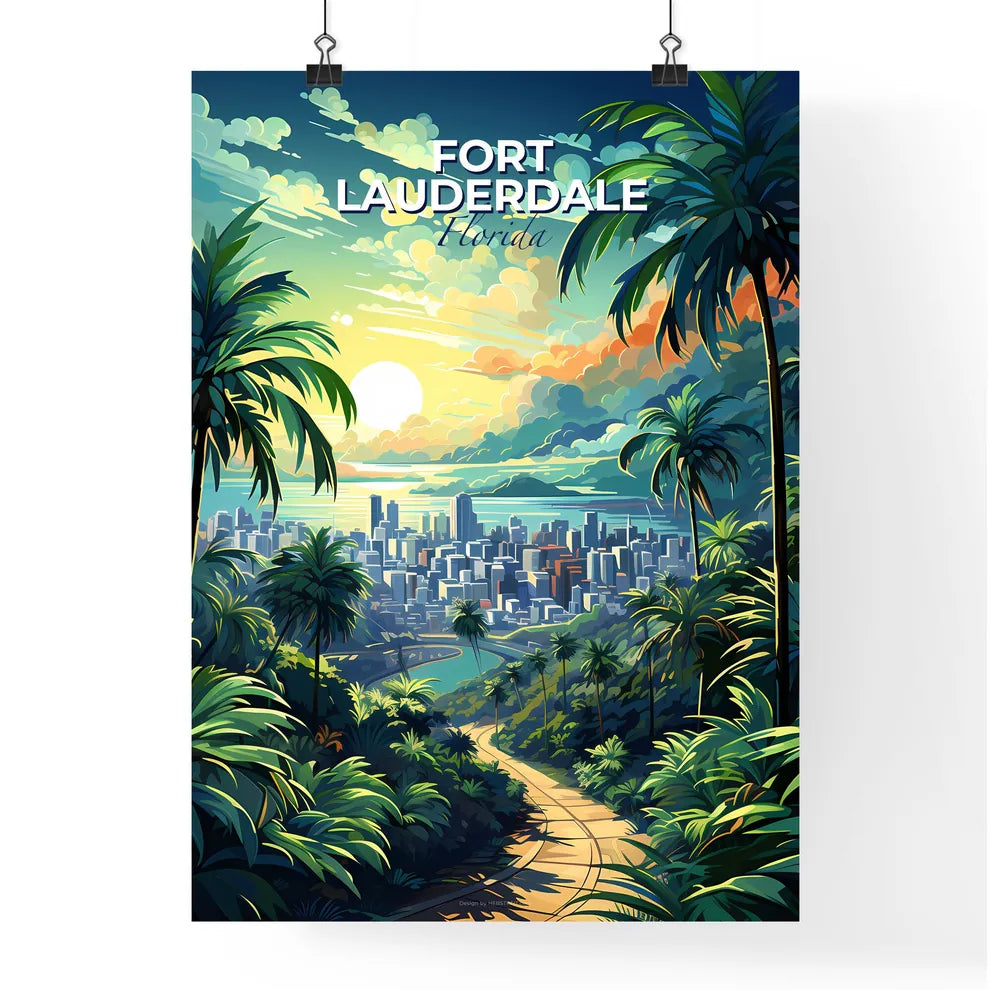 Fort Lauderdale, Florida, A Poster of a road through a tropical forest with palm trees Default Title