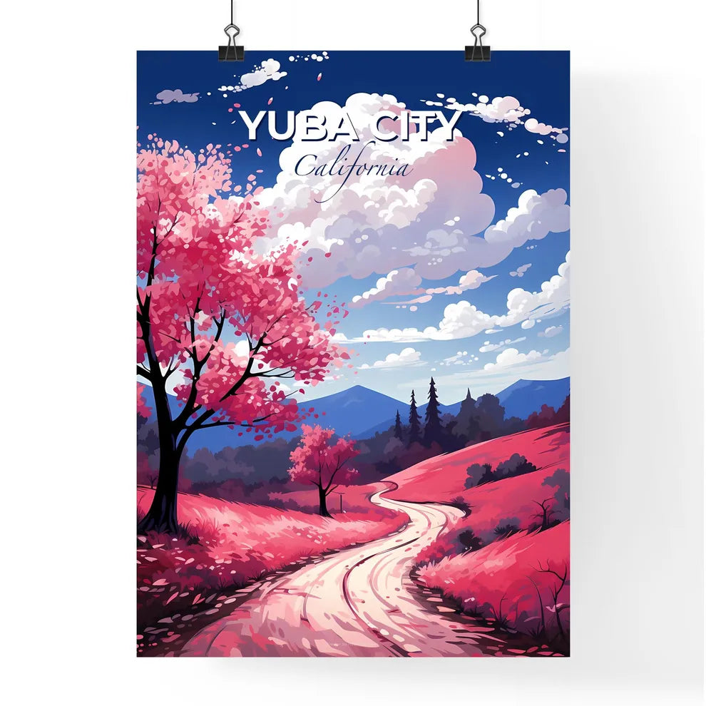Yuba City, California, A Poster of a road through a pink field Default Title