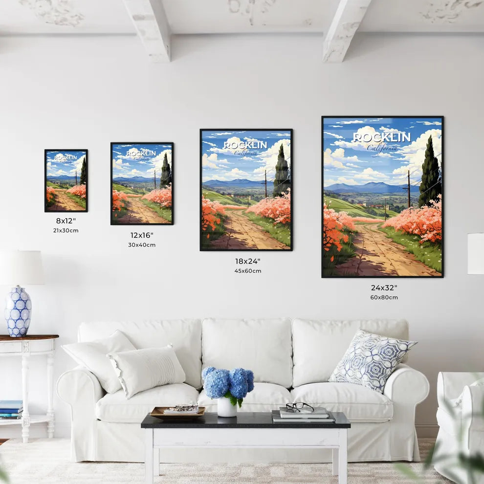 Rocklin, California, A Poster of a dirt road with flowers and trees in the background Default Title