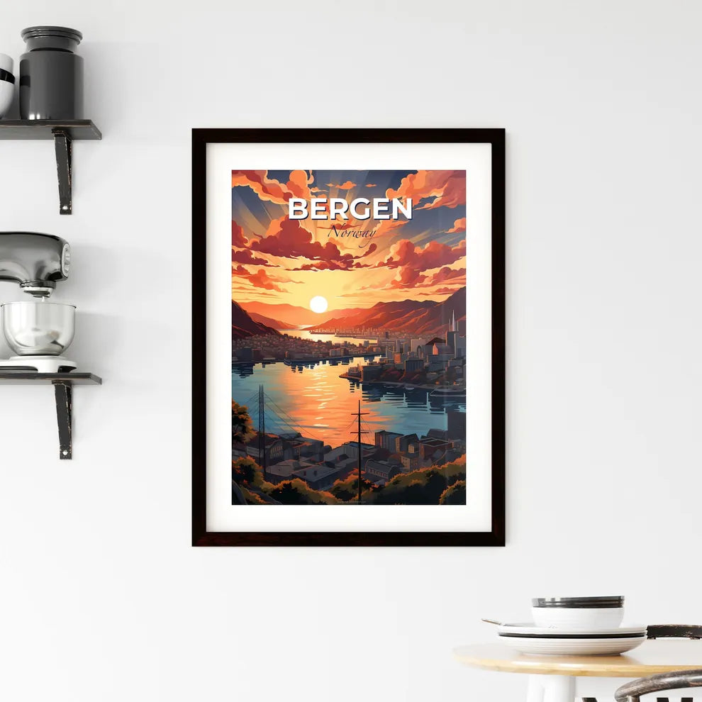 Bergen, Norway, A Poster of a sunset over a city Default Title